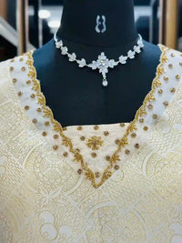 a-line-off-white-dress-and-stylish-neck-design