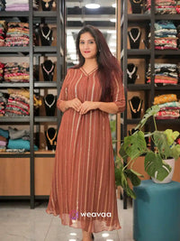 brown-georgette-a-line-kurti-with-pleated-design