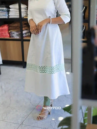 casual-white-cotton-kurti-for-women-with-green-lace-border