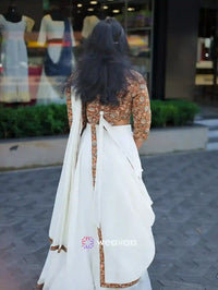 elegant-mustard-yellow-cotton-dhavani-set-back-view