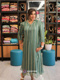 green-georgette-a-line-kurti-with-centre-pleats