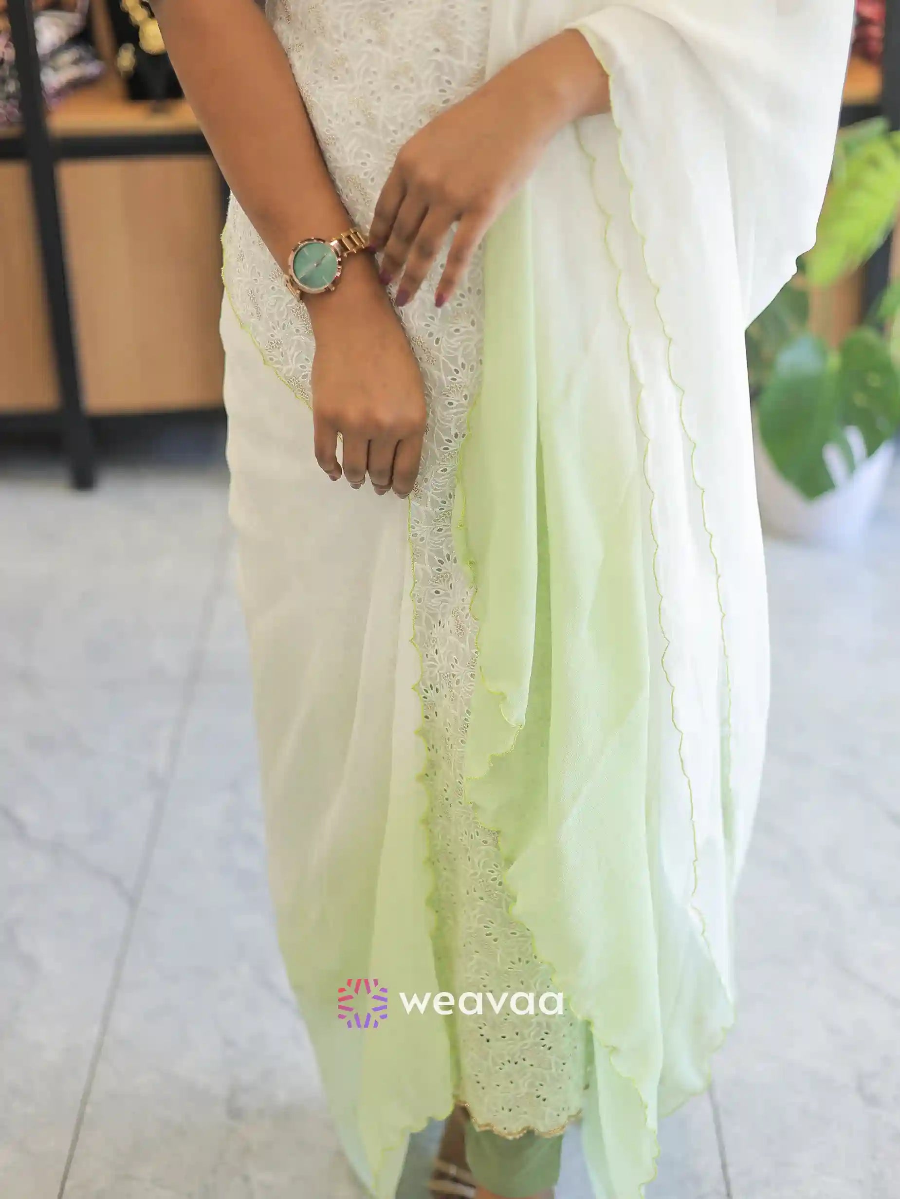 off-white-and-green-shade-georgette-kurti