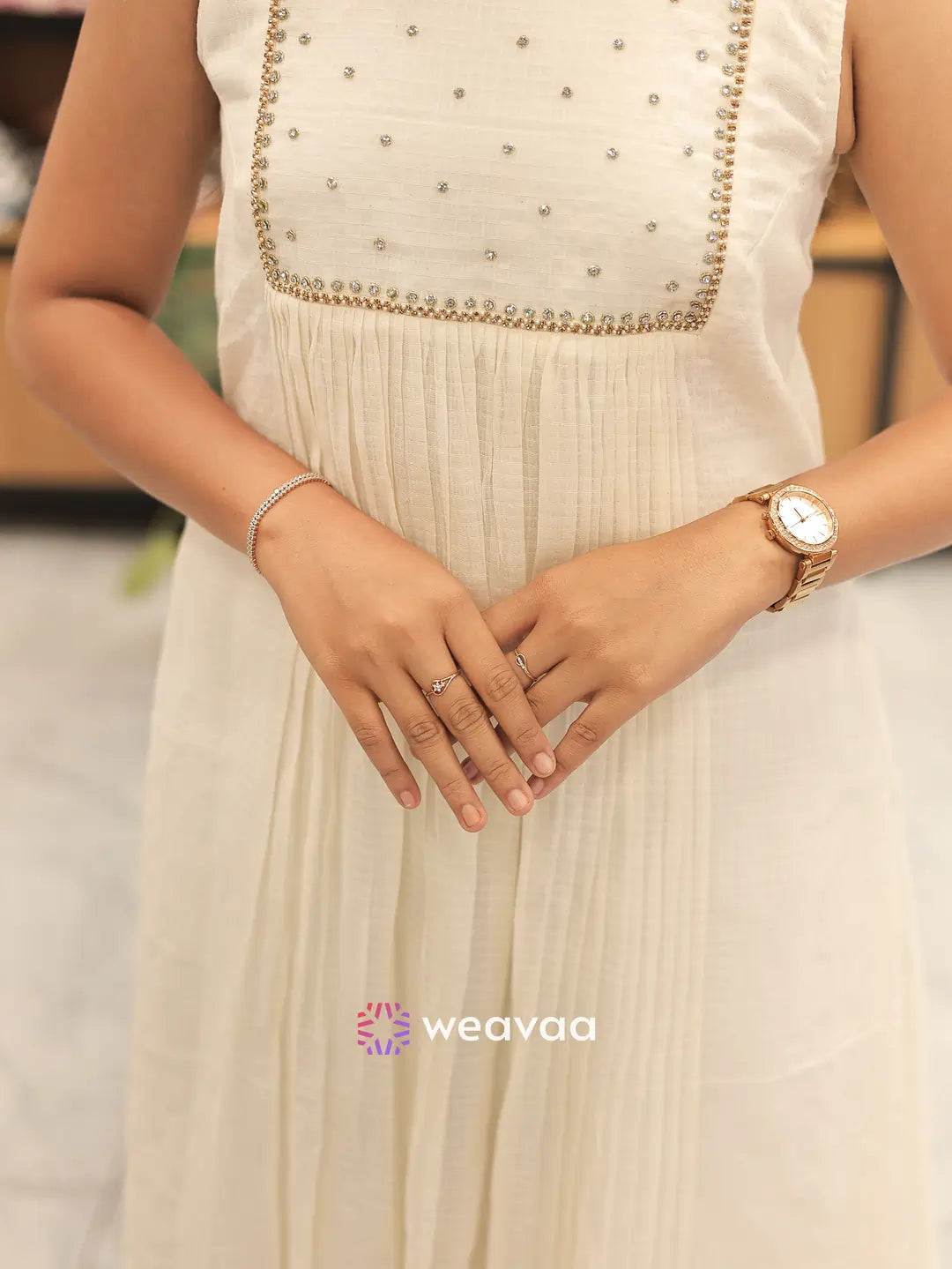 white-a-line-kurti-with-centre-pleats-for-women