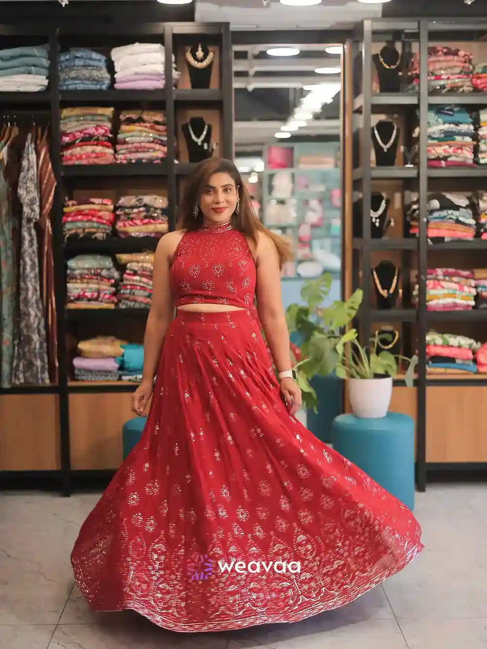 women-maroon-georgette-lehenga-for-wedding