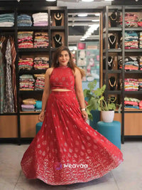 women-maroon-georgette-lehenga-for-wedding