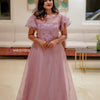 Umberlla Full Gown With Embroidered Net Attached Yoke | MK-GN-1002