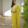 Three Pieces Chikankari Kurti Set (Lime Green) |WW-EW-1028