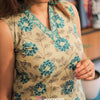 STRAIGHT CUT SLEEVELESS CORD SET WITH FLORAL PRINT |WA-EW-1025