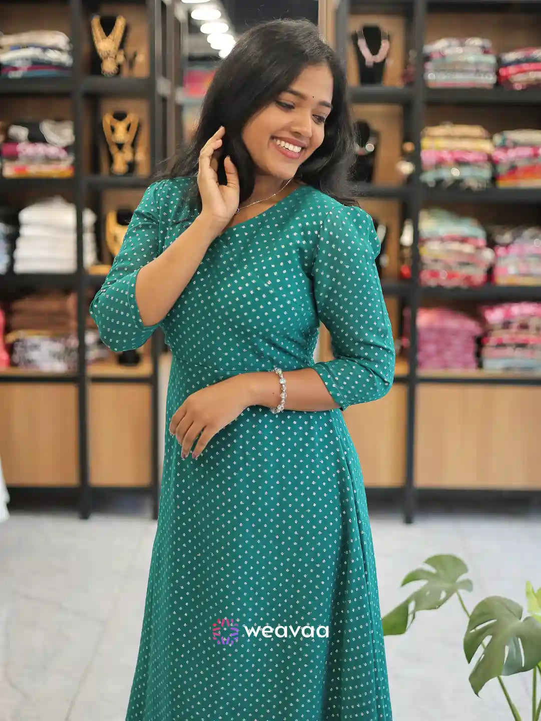 a-line-kurti-for-women-in-peacock-green-color