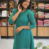 A - Line Kurthi Medium With Butta Printed Georgette Peacock Green | WA-DW-1058