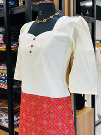ajrak-top-offwhite-cotton-top-asymmetric-3-4-sleeves-fashion-top-for-women