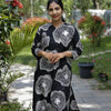 Athena - Black rayon white abstract print cord set with V neck | WW-OA-1001