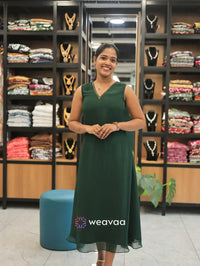 dark-green-sleeveless-dress-for-women-in-georgette