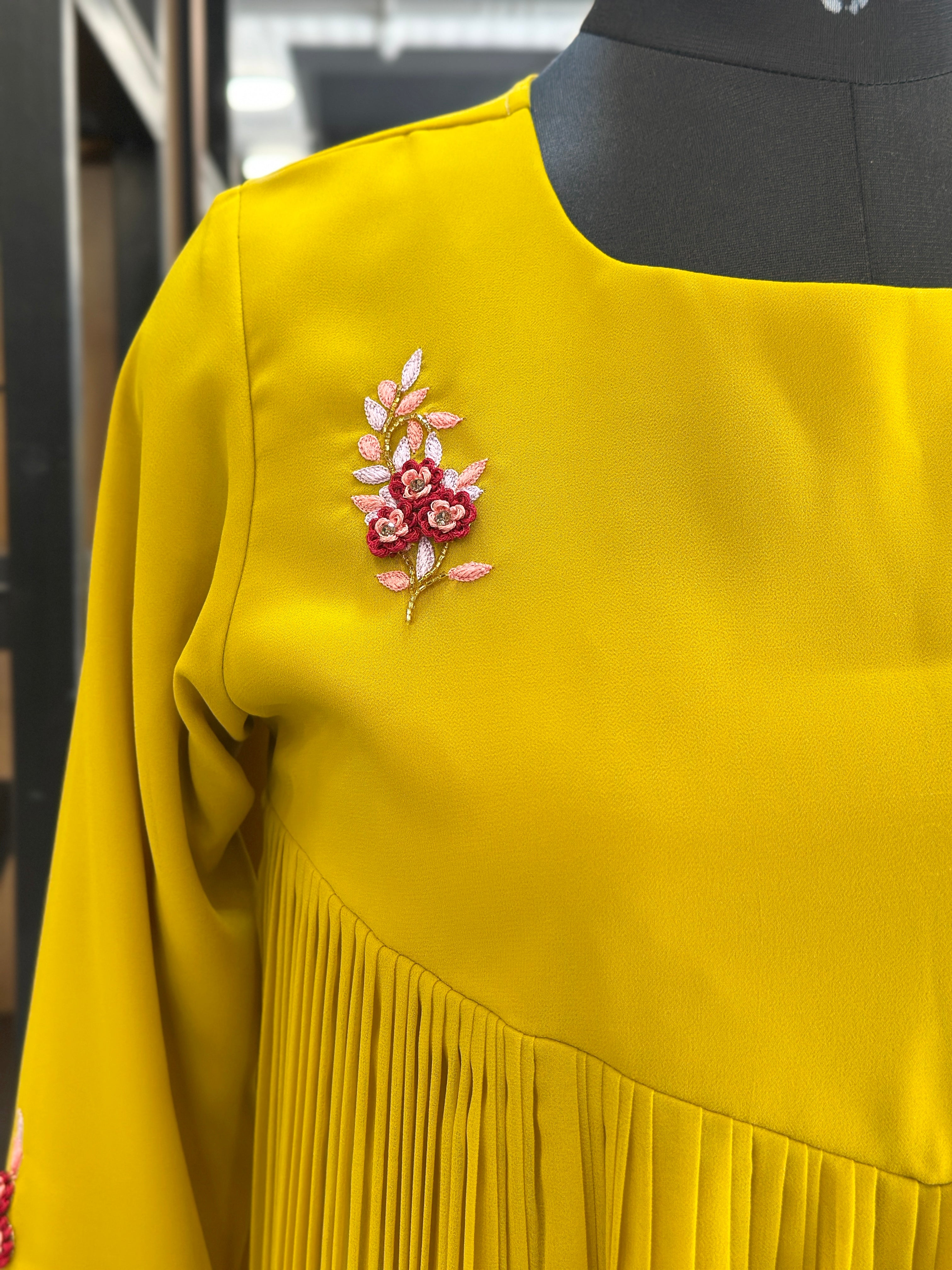 designer-mustard-yellow-handwork-kurti-for-women-with-crape-lining