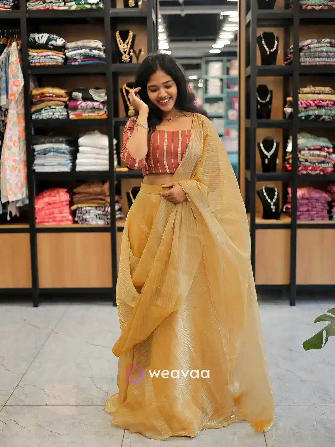 golden-yellow-dhavani-set-for-women