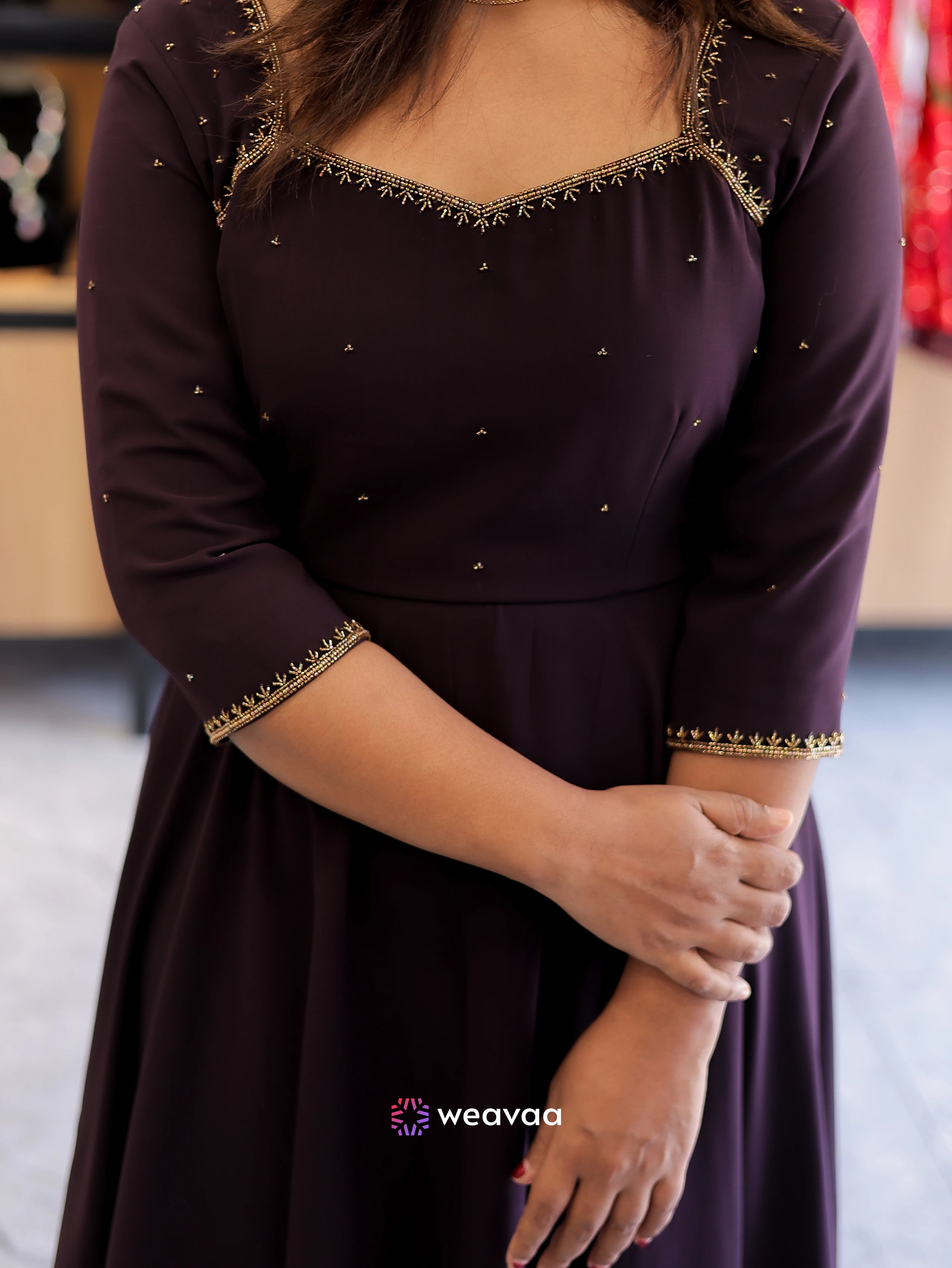grape-wine-color-georgette-anarkali-dress-with-purple-shawl-for-women