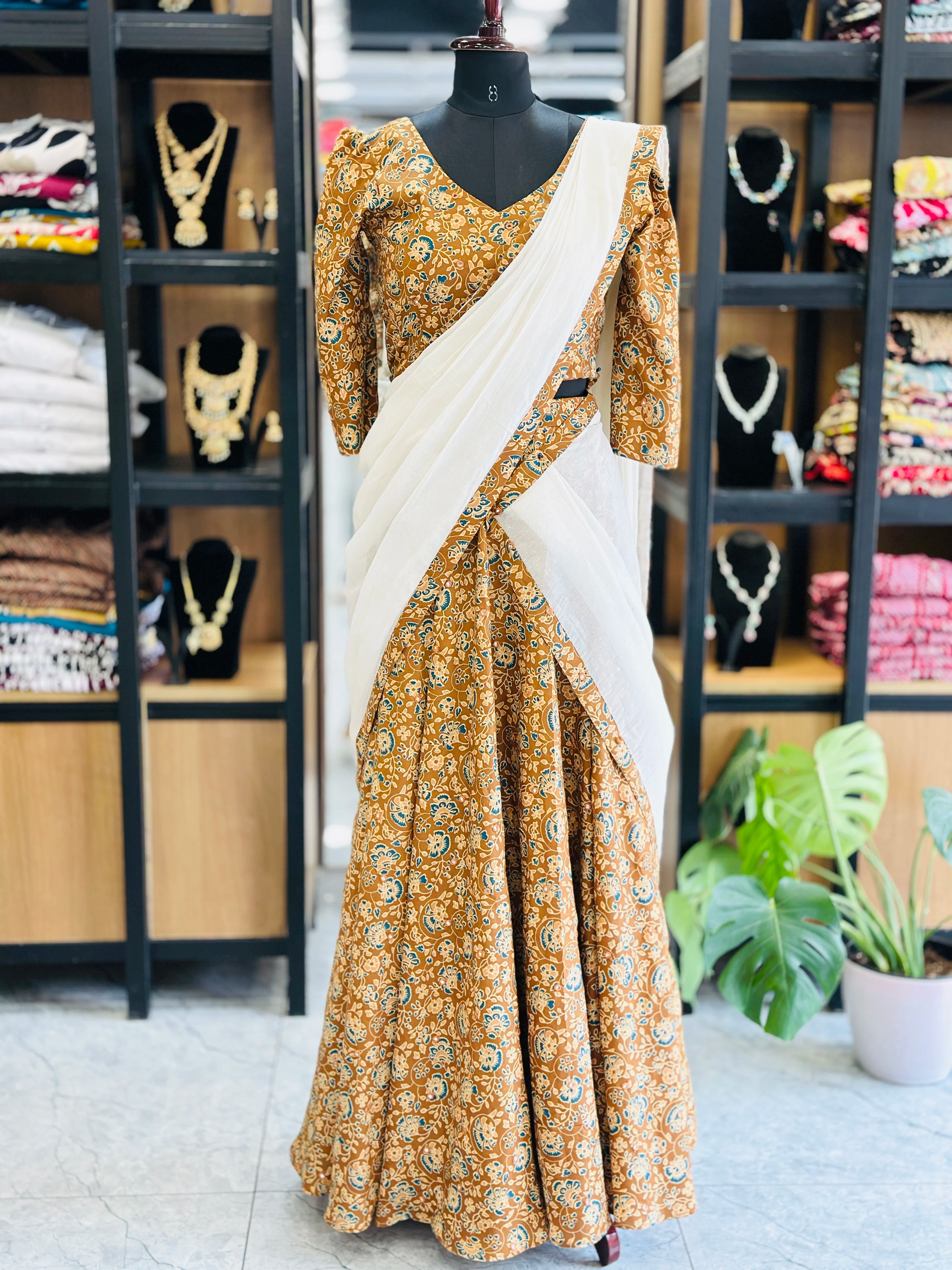 mustard-yellow-cotton-dhavani-set-traditional-ajrak-print-for-women