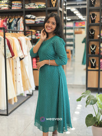 peacock-green-kurtis-for-ladies-with-elegant-round-neck-and-3-4-sleeves