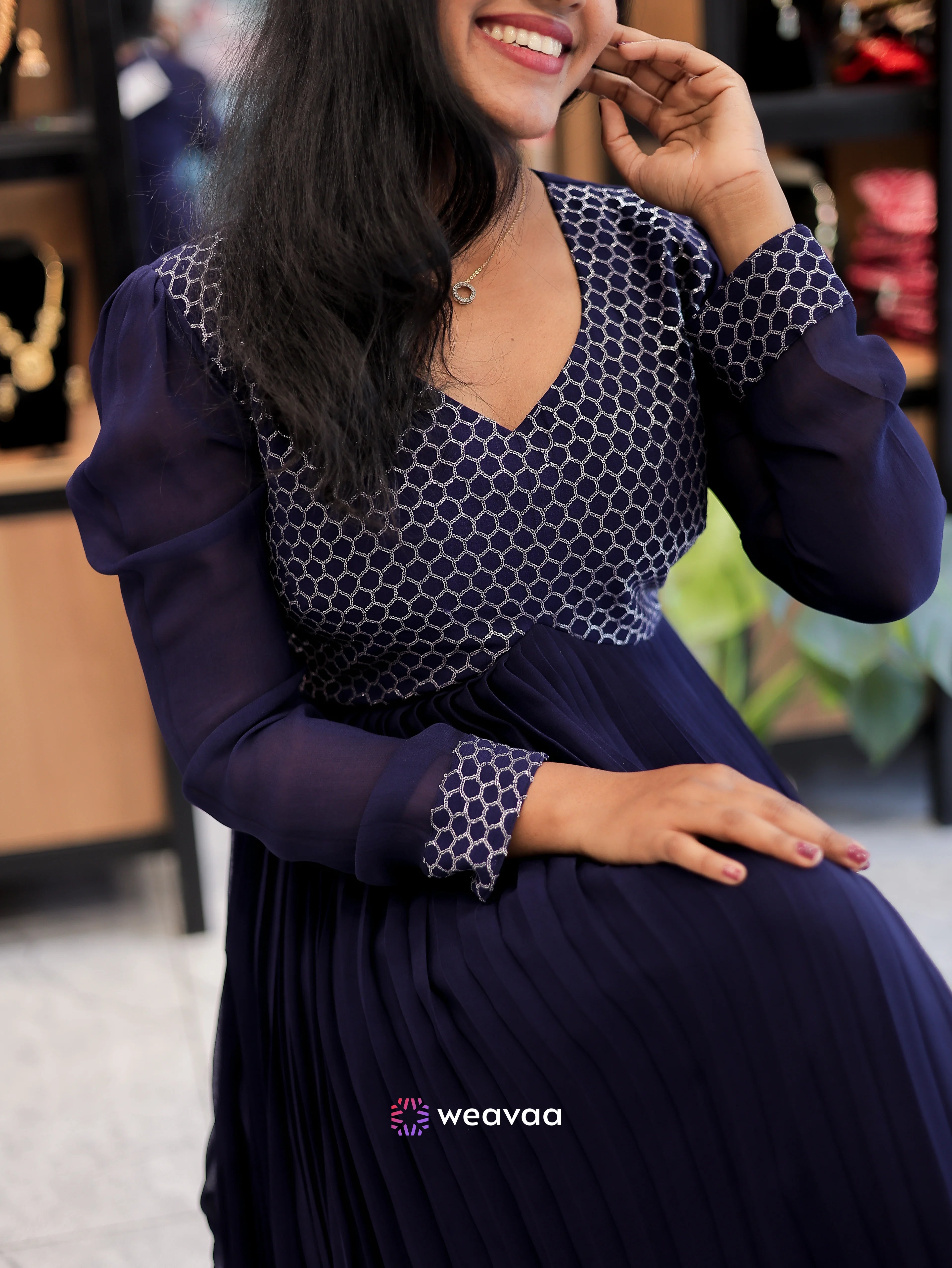 stylish-anarkali-georgette-dress-navy-blue-plain-base-party-wear-detailing-ethnic-dresses-for-women