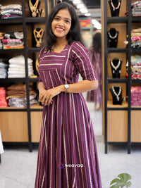 stylish-ankle-length-kurti-for-women-in-grape-wine-color-with-umbrella-flair