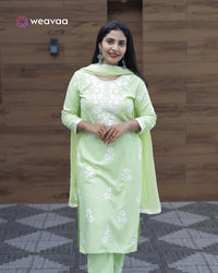 white-thread-embroidery-kurti-set