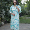Cyan colour cord set with white tropica print in rayon fabric | WW-OA-1002